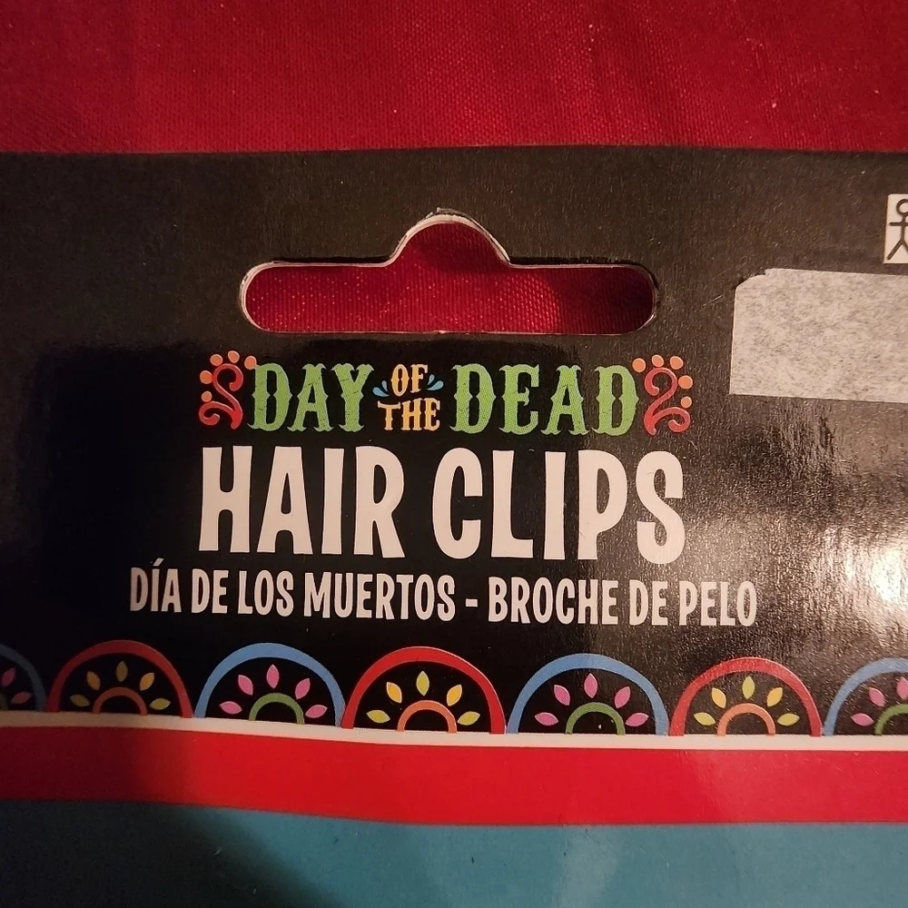 Four Day of the Dead Hair Clips Skulls & Flowers Dia De Los Muertos Halloween